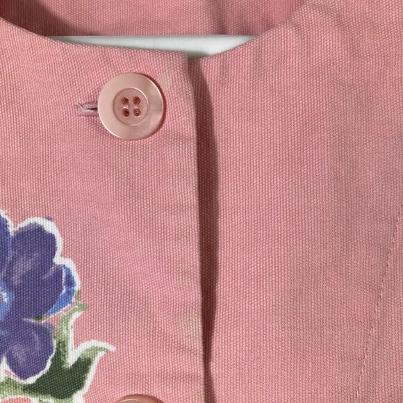 Womens Appleseeds Petites 3/4 Sleeve Button Cotton Jacket Pink Floral PM Flaw - Picture 7 of 8